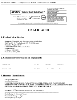 An MSDS for oxalic acid - Monongahela Rockhounds