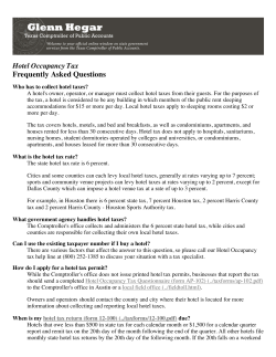 FAQ: Hotel Occupancy Tax