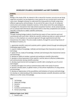 IB BIOLOGY SYLLABUS, ASSESSMENT and UNIT PLANNERS