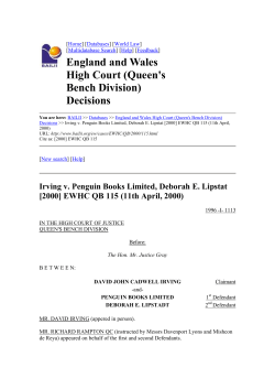 England and Wales High Court (Queen`s Bench Division) Decisions