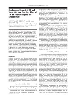 Simultaneous Removal of SO2 and Trace SeO2 from Flue Gas