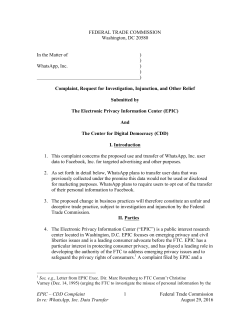 EPIC-CDD FTC WhatsApp Complaint 2016