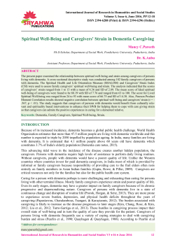 Spiritual Well-Being and Caregivers` Strain in Dementia Caregiving