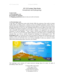 GY 111 Lecture Note Series Groundwater and Hydrogeology