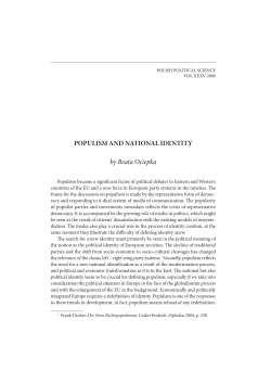 POPULISM AND NATIONAL IDENTITY by Beata Ociepka