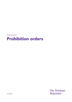 Prohibition orders - The Pensions Regulator