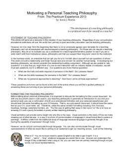 Motivating a Personal Teaching Philosophy