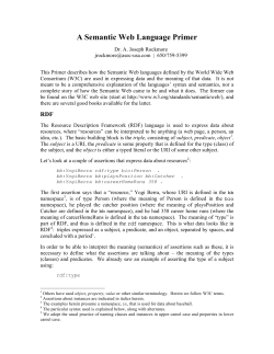 A Semantic Web Language Primer