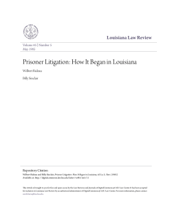 Prisoner Litigation: How It Began in Louisiana