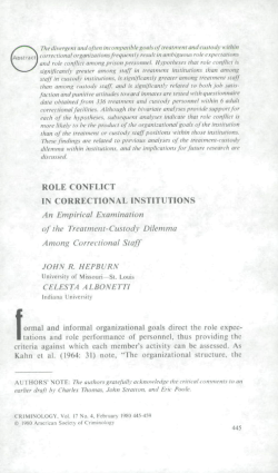 Role Conflict in Correctional Institutions: An Empirical Examination