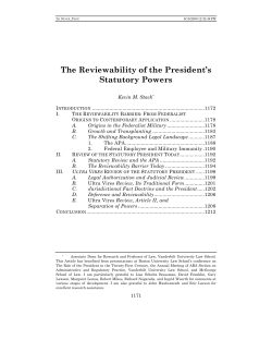 The Reviewability of the President`s Statutory Powers