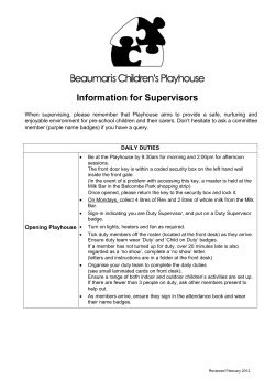 Info for Supervisors - Beaumaris Childrens Playhouse