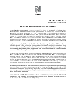 PRESS RELEASE