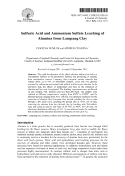 Sulfuric Acid and Ammonium Sulfate Leaching of Alumina