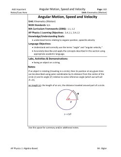 Angular Motion, Speed and Velocity