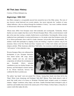 All That Jazz: History