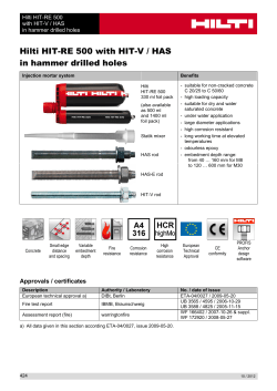 Hilti HIT-RE 500 with HIT-V / HAS in hammer drilled holes