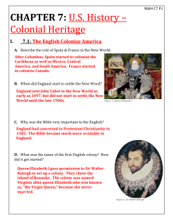 CHAPTER 7: US History &ndash; Colonial Heritage