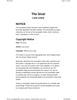 The Giver - West Ada