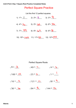 Unit E Part 2 Day 1 Square Root Practice Completed Notes