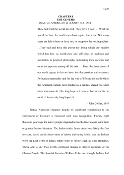CHAPTER I THE GENESIS (NATIVE AMERICAN LITERARY