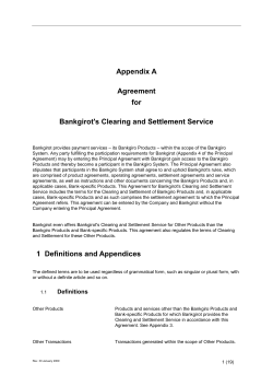 Appendix A Agreement for Bankgirot`s Clearing and Settlement