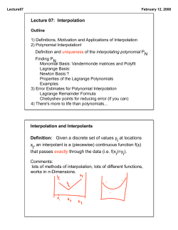 Lecture 07: Interpolation