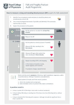 How to measure a lying and standing blood pressure (BP) as part of