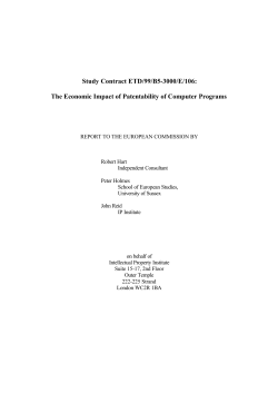 Study Contract ETD/99/B5-3000/E/106: The Economic Impact of