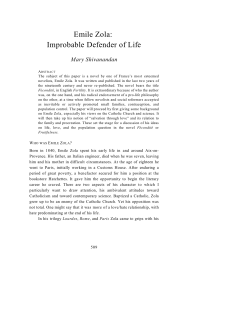 Emile Zola: Improbable Defender of Life