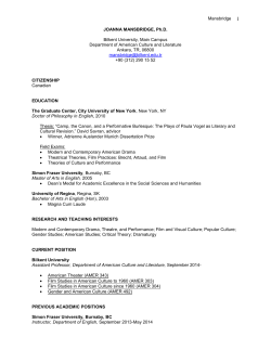 Full Curriculum Vitae (CV) - Department of American Culture and