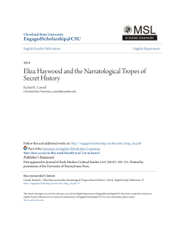 Eliza Haywood and the Narratological Tropes of Secret History