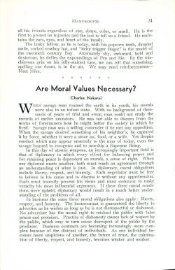 Are Moral Values Necessary? - Digital Commons @ Butler University