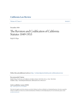 The Revision and Codification of California Statutes 1849-1953