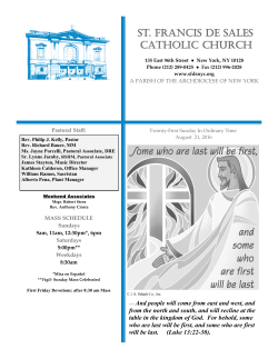 August 21, 2016 - St. Francis de Sales