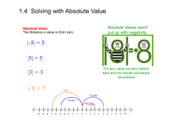1.4 Solving with Absolute Value |-5| = 5 |5| = 5 |3| = 3 |