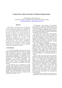 Living Factory: Back to Koestler in Holonic Manufacturing - DAI