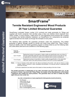 Tilling Termite Resistant LVL Guarantee Aug 2016