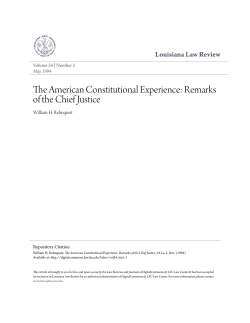 The American Constitutional Experience: Remarks of the Chief Justice