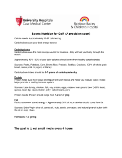 Sports Nutrition for Golf (A precision sport) The goal is to eat small
