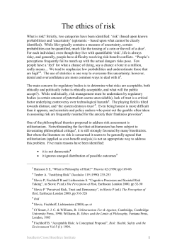 The ethics of risk - Southern Cross Bioethics Institute