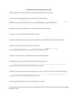 READING ANALYSIZE OVER "OPEN DOOR POLICY IN CHINA" 1