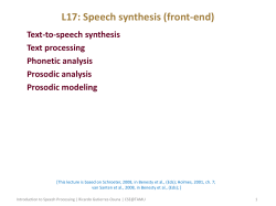 L17: Speech synthesis (front-end)