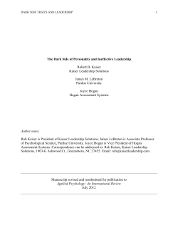 The Dark Side of Personality and Ineffective Leadership