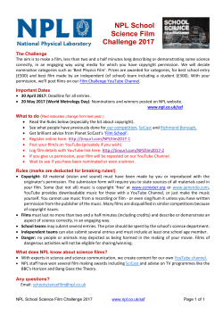 NPL School Science Film Challenge 2017