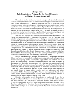 Giving a Hoot: Basic Countertenor Pedagogy for the Choral