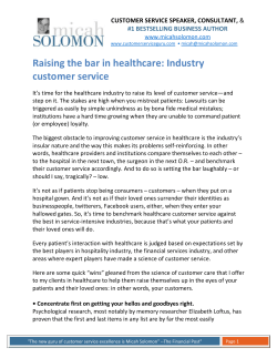 Raising the bar in healthcare: Industry customer service