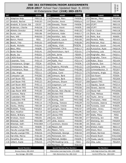 ISD 361 EXTENSION/ROOM ASSIGNMENTS 2016