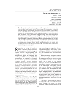 The Value of Reciprocity - University of Notre Dame