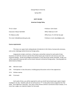 GOVT 344 001 - Schar School of Policy and Government